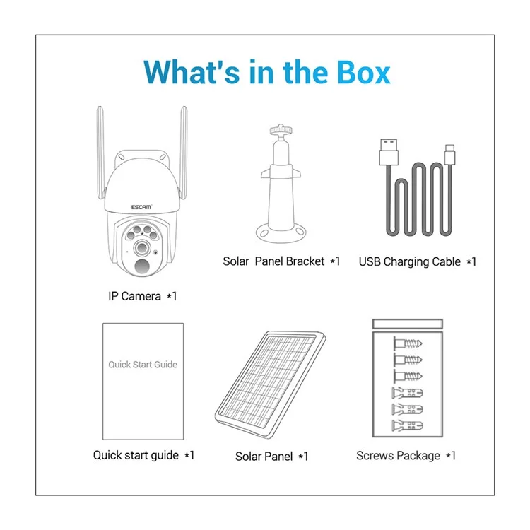 ESCAM QF103 3MP Cloud Storage PT WiFi PIR Alarm IP Kamera + Solar Panel Vollfarb-Nachtsichtkamera Sicherheitsüberwachungskamera mit Zweiwege-Audio