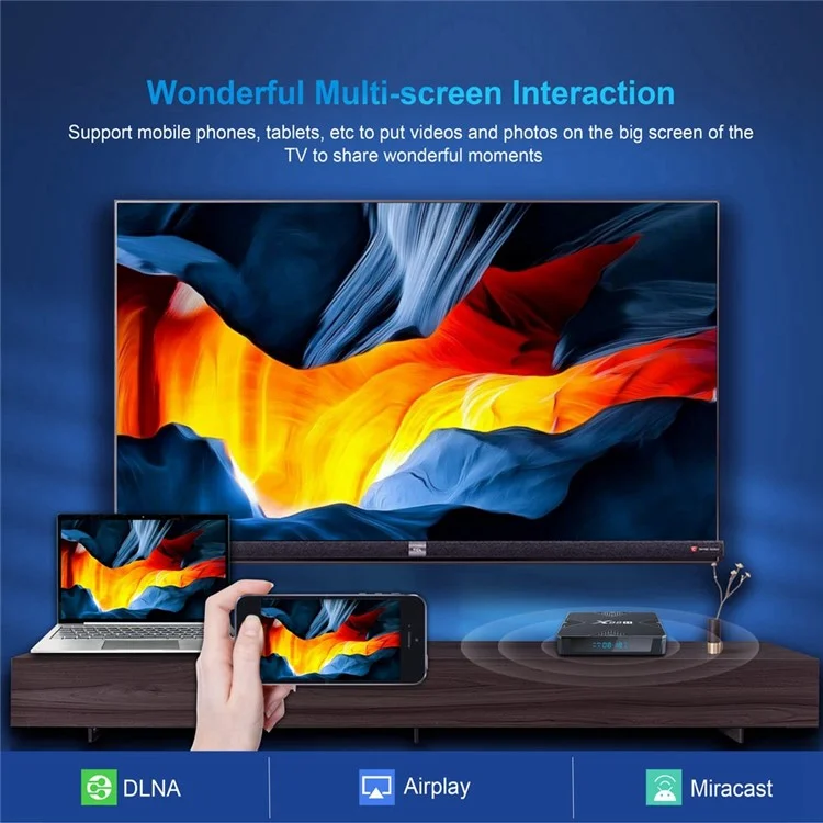 Caja de TV inteligente Android 12.0 X98H Allwinner H618 Wifi6 de doble banda 2.4G / 5G HD 4K Reproductor multimedia (2G+16G) - Enchufe de la UE