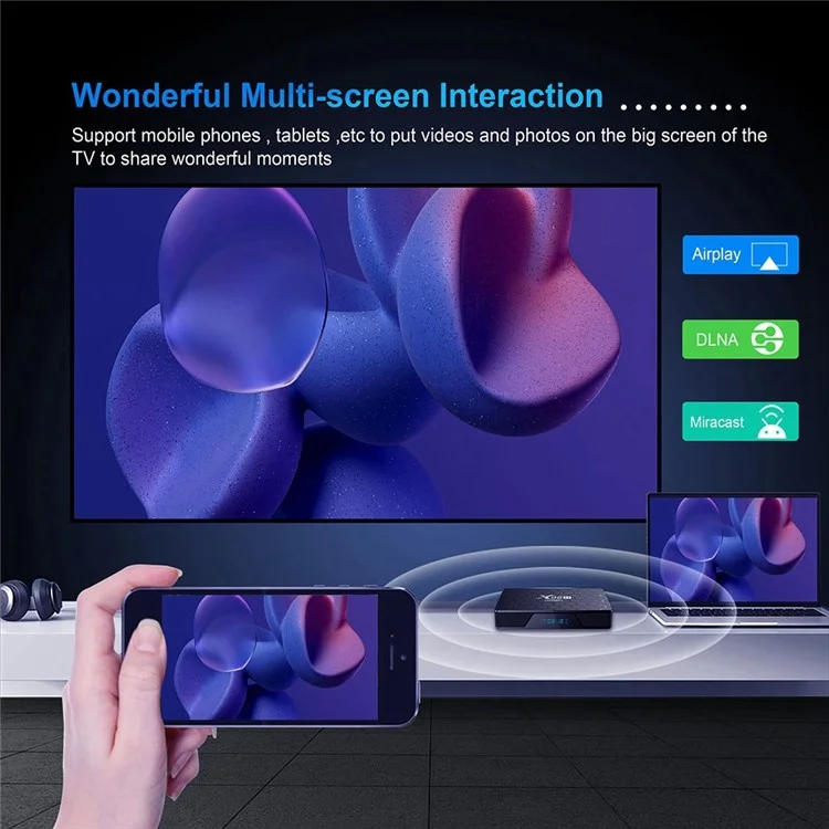 X98H Pro Android 12 Caixa de TV Inteligente Allwinner H618 Quad-core 2,4ghz 5,8 Ghz Suporte de Wi-fi de Banda Dupla 6K Controle Remoto de Saída de Vídeo (2g+16g) - Plugue AU