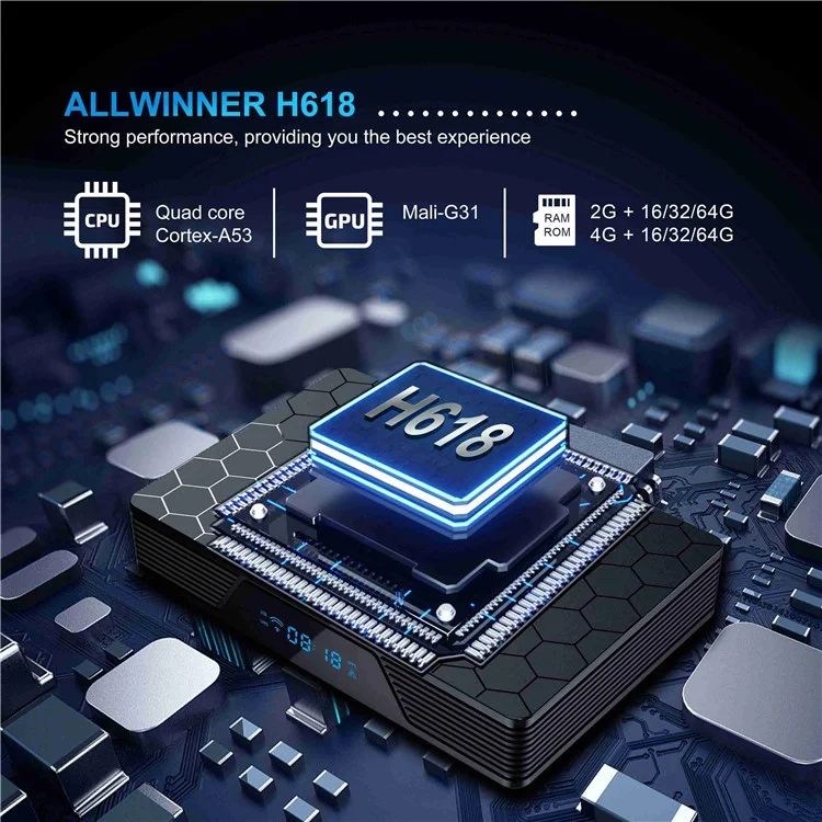 X98H Pro Smart TV Box Allwinner BT5 Android 12 2.4G / 5.8G Dual-Band WiFi6 1000M Ethernet Media Player 6K Video Output (4G+32G) - UK Plug