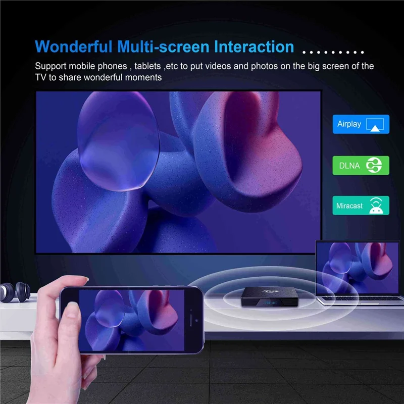 X98H Pro 2.4G / 5.8G Dual-Band WiFi6 Android 12 Smart TV Box Allwinner H618 1000M Ethernet Quad-Core 6K Video Output Media Player (4G+64G) - US Plug