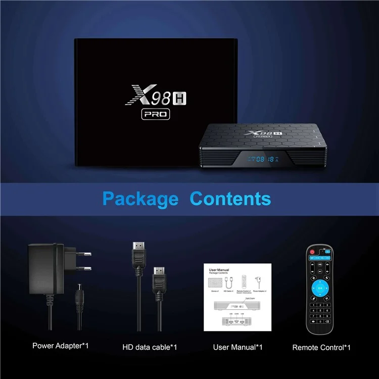 X98H Pro 2.4G / 5.8G Dual Band Wifi6 Android 12 Smart TV Box Allwinner H618 1000m Ethernet Quad-core 6K Sortie Vidéo Média Player (4g + 64g) - Bouchon AU