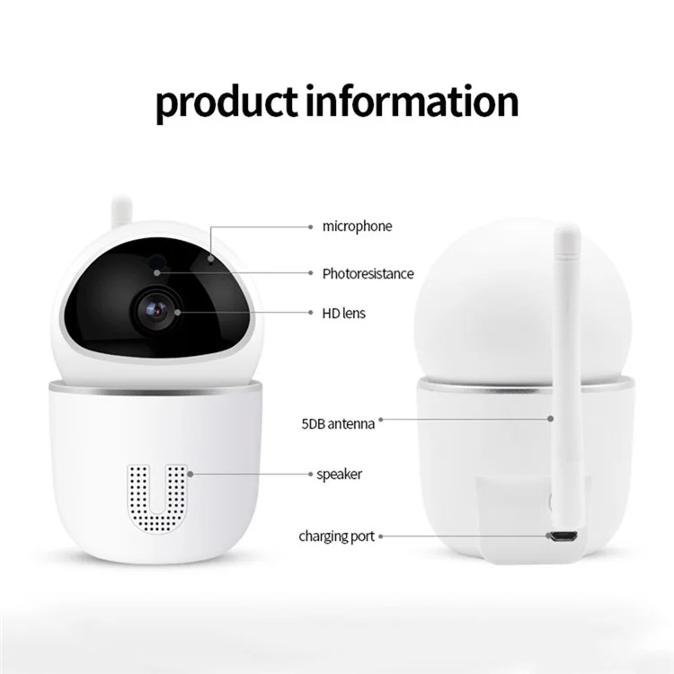 SK-ZA03 WiFi Wireless Security Camera Smart Tracking Monitor Camera 1080P (2.0MP) Webcam for Home, School, Shop - US Plug