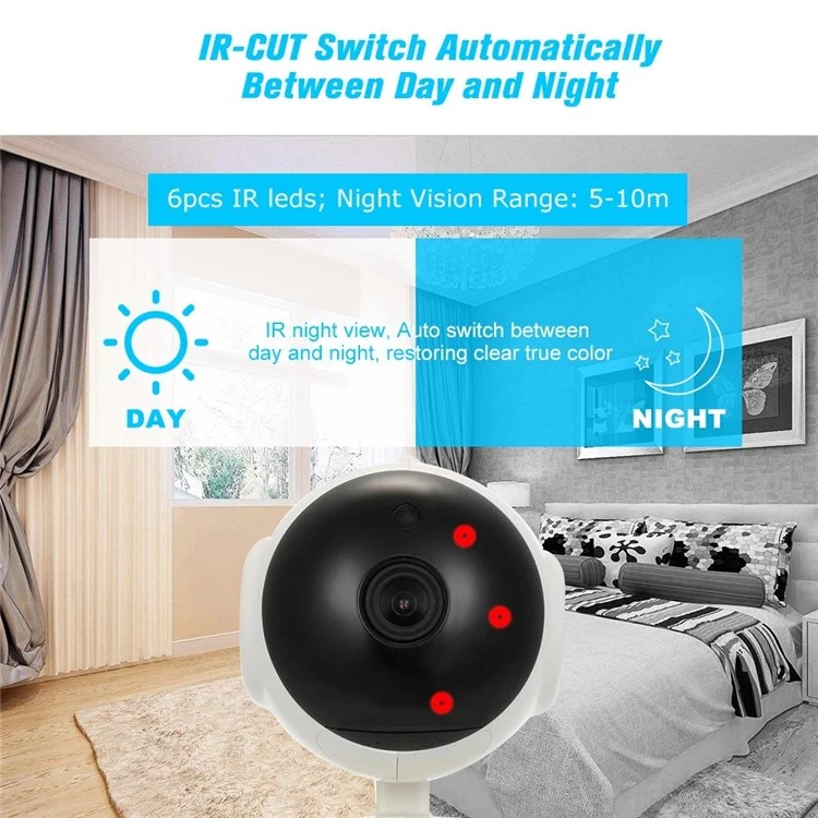 FY-H2-100 720P WiFi IP Camera Monitor Home Surveillance Two-Way Audio Wireless Webcam with Motion Detection Function - US Plug