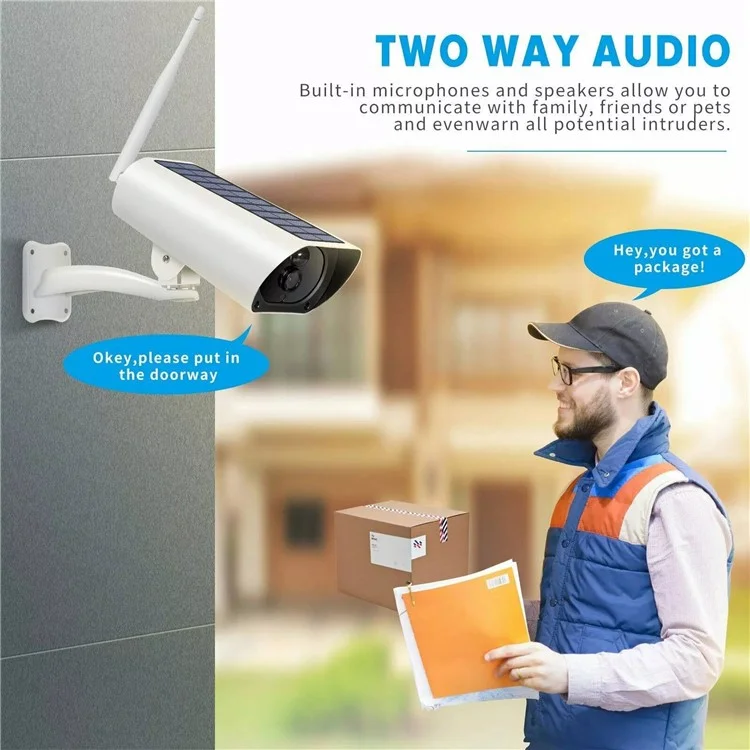 YFY Solar Camered Camera WiFi Network Webcam Étanche Intelligent Wireless Security Camera Home Surveillance (sans Batterie)