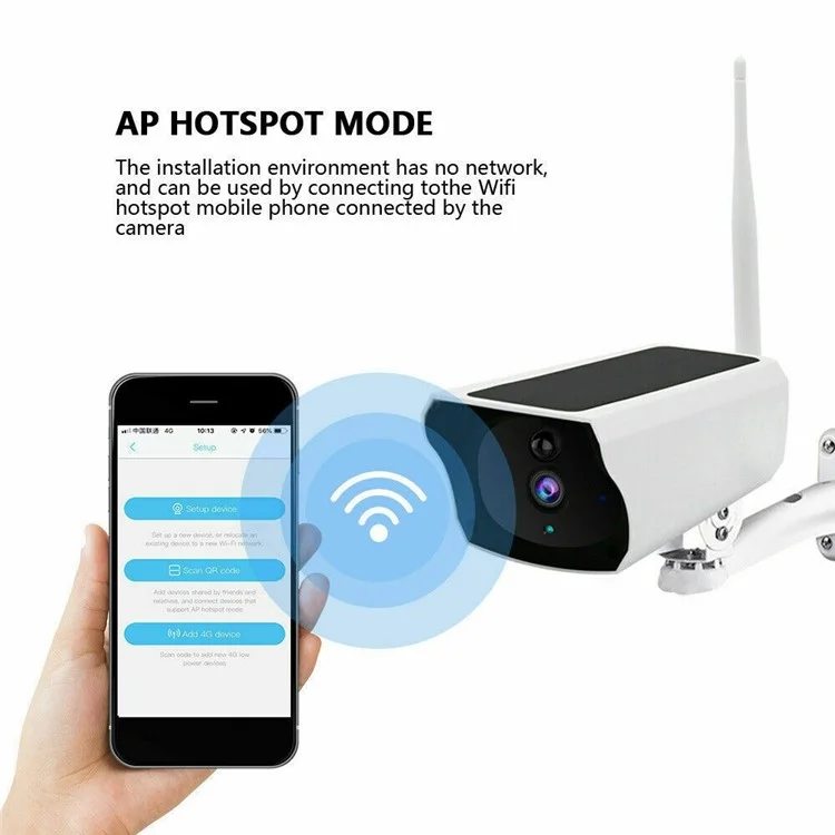YFY Solar Camered Camera WiFi Network Webcam Étanche Intelligent Wireless Security Camera Home Surveillance (sans Batterie)