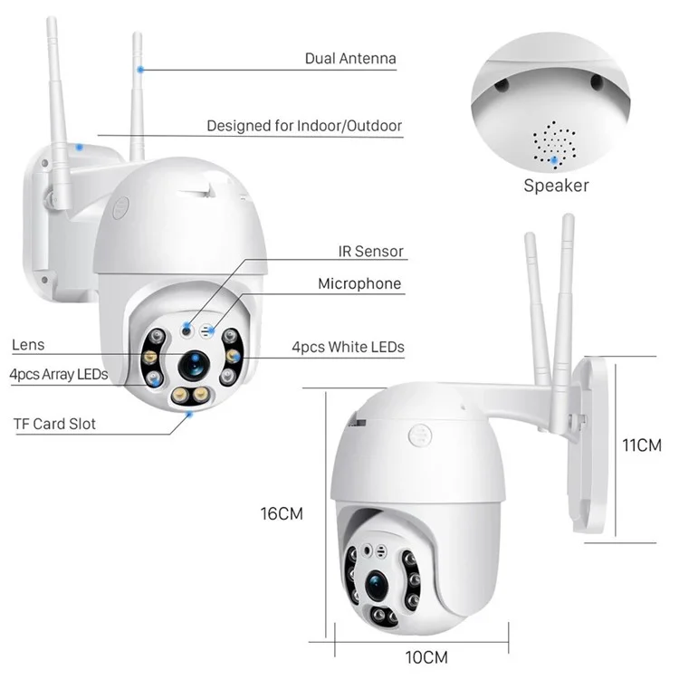 BES-P06 HD 2MP Security Camera WiFi Wateproof Pet Baby Monitor Cam Supports Two-Way Audio Motion Detection - EU Plug