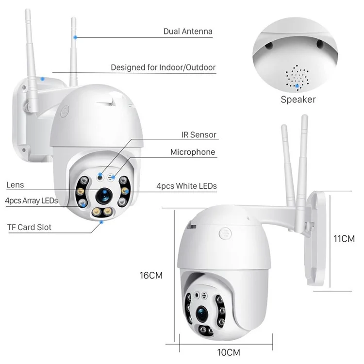 BES-P06 Home Surveillance Camera Full Color Night Vision Waterproof WiFi Camera Pet Baby Elderly Monitor for Indoor and Outdoor - UK Plug