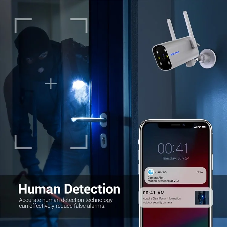 ESCAM PT301 3MP Motion Detection Camera WiFi One-Way Voice Webcam Intelligent Dual Light Source Night Vision H.265 Gimbal Control ONVIF Camera - US Plug