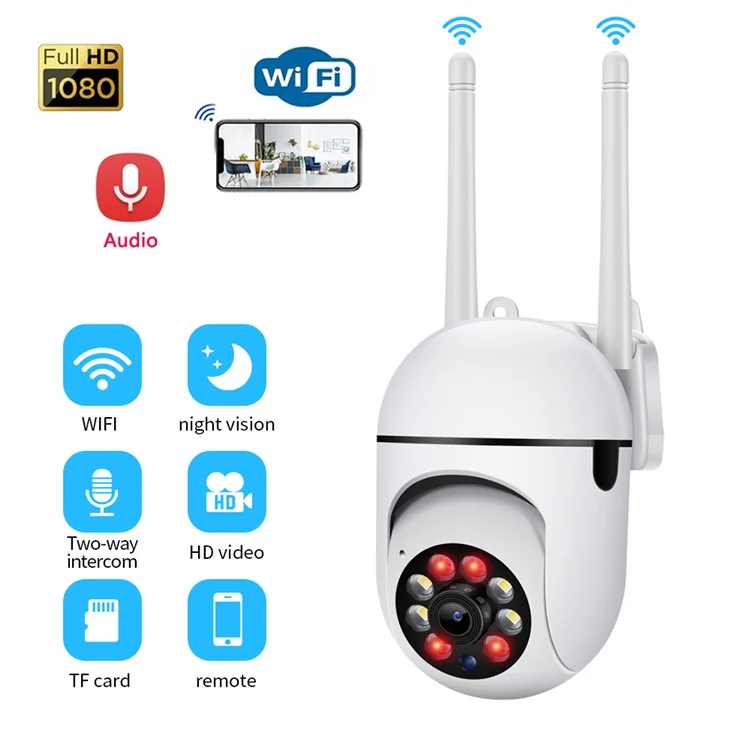 A7 Wireless WiFi-Überwachungskamera mit Zwei-Wege-Sprachfunktion, Kameramonitor mit Nachtsichtfunktion für Zuhause, Büro