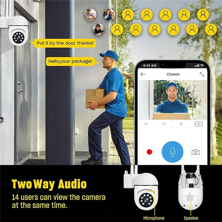A7 Wireless WiFi-Überwachungskamera mit Zwei-Wege-Sprachfunktion, Kameramonitor mit Nachtsichtfunktion für Zuhause, Büro