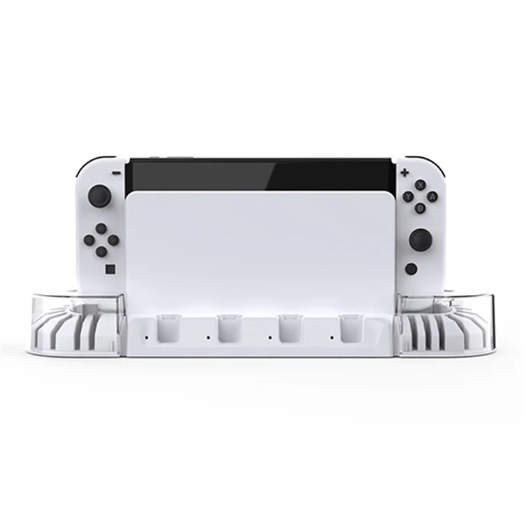 KJH-NS-079 Para Nintendo Switch / Switch OLED Game Console Hand Controller Charging Dock Station Charger Stand Stand - Branco