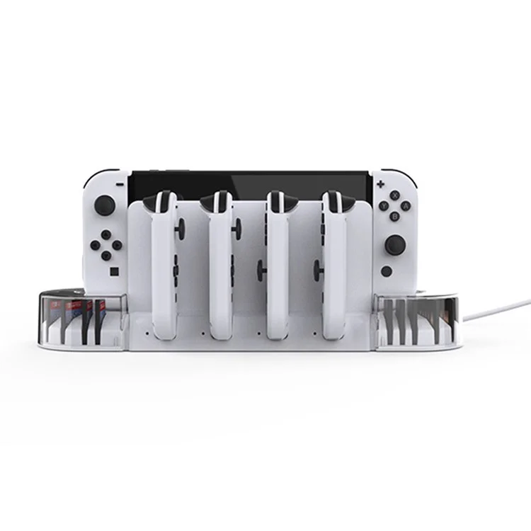 KJH-NS-079 Para Nintendo Switch / Switch OLED Game Console Hand Controller Charging Dock Station Charger Stand Stand - Branco