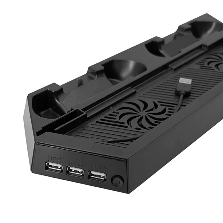 KJH-PS4-002 For Sony PlayStation4 Game Controller Charging Dock Station Safety Charger Cooling Fan Heat Dissipation Design Gamepad Holder - Black