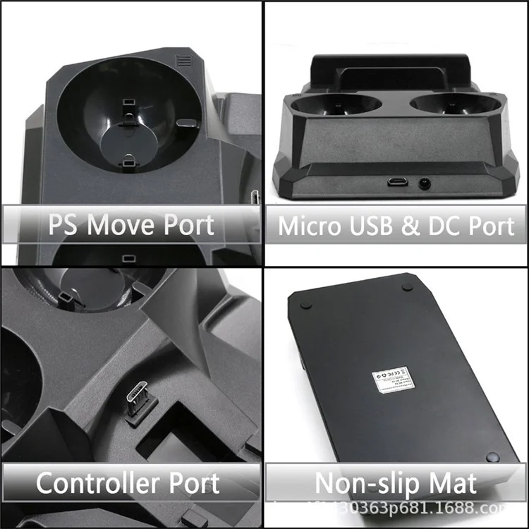 KJH-PS4PRO-04 For Snoy PlayStation4 / PlayStation Move Gamepad Controller Charger 4-Port Charging Dock Station Holder Stand Organizer