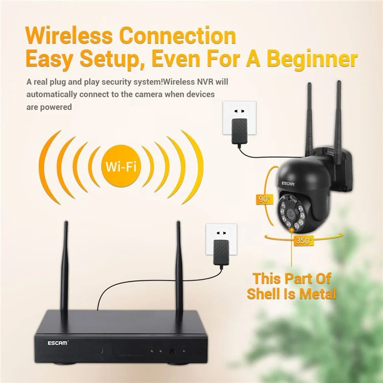 ESCAM WNK614 Imposta Fotocamera Wireless Set HD 3MP Monitor Supporto a Due Vie Voce - Spina Degli Stati Uniti