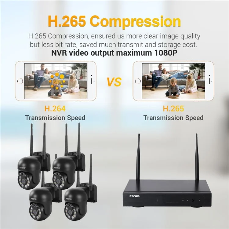ESCAM WNK614 Imposta Fotocamera Wireless Set HD 3MP Monitor Supporto a Due Vie Voce - Spina Degli Stati Uniti