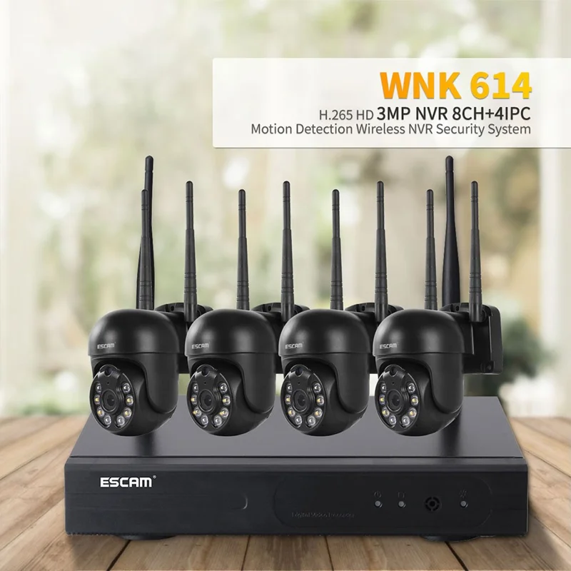 ESCAM WNK614 Wireless Camera Set HD 3MP Monitor Camera Support Two-Way Voice - UK Plug