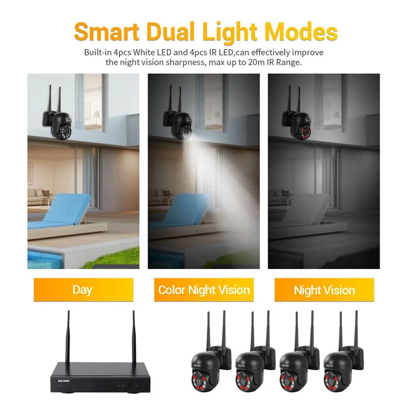 ESCAM WNK614 Wireless Camera Set HD 3MP Monitor Camera Support Two-Way Voice - UK Plug