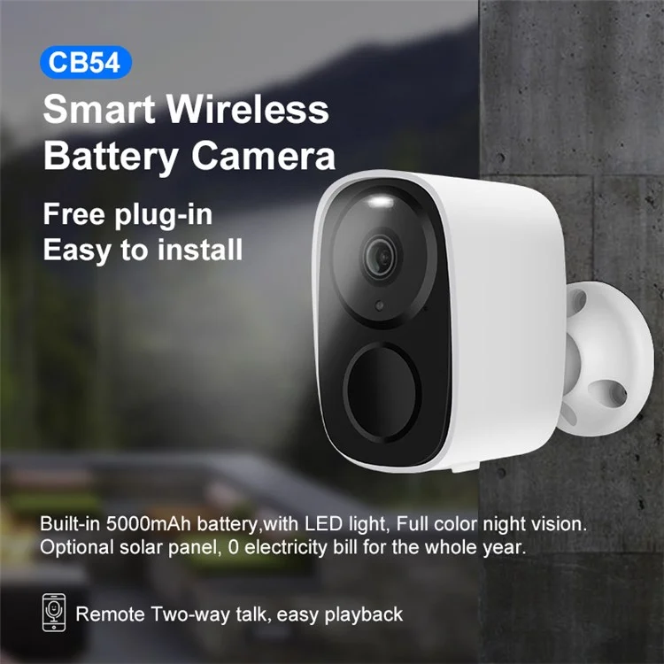 VSTARCAM 2MP Wireless Camera with Solar Panel, Battery Powered Low Power WiFi Camera Home Safety Device