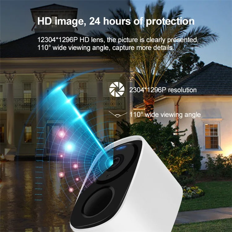 VSTARCAM 2MP Wireless Camera with Solar Panel, Battery Powered Low Power WiFi Camera Home Safety Device