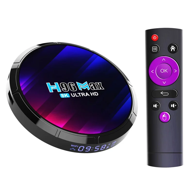 صندوق التلفاز الشبكي H96 Max بذاكرة وصول عشوائي 4 جيجابايت وذاكرة داخلية 32 جيجابايت ونظام أندرويد 13.0 ومعالج RK3528 وواي فاي 6 وصندوق تلفاز بدقة Ultra HD - قابس الاتحاد الأوروبي