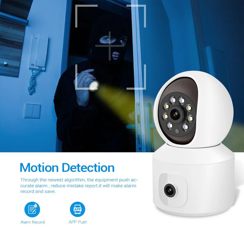 ESCAM QF010 2x2MP Dual Lens Motion Detection WiFi Camera Two-Way Voice Camera Support Cloud Storage - EU Plug