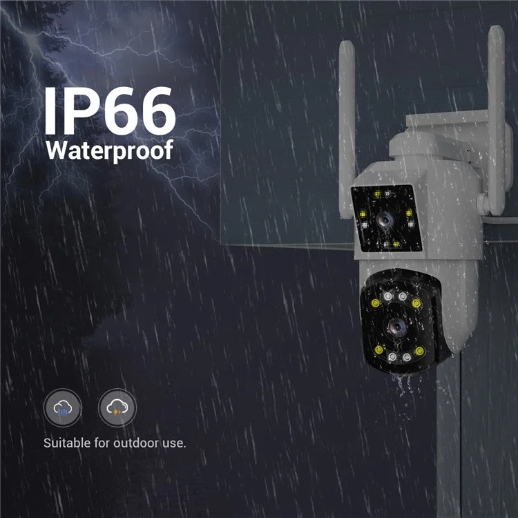 ESCAM PT210 2*3MP Dual-Lens Dual-Screen Monitor Camera Pan / Tilt Bi-Directional Two-Way Voice WiFi Camera - US Plug