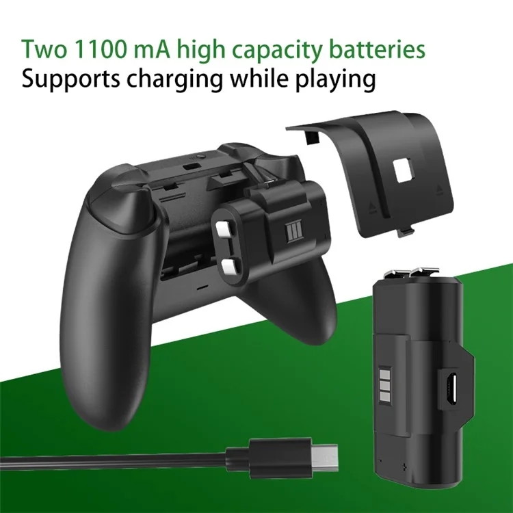 AOLION ALXB2020 2 pezzi da 1100mAh batterie ricaricabili per Xbox Series S / X 4 coperture batteria + cavo - Bianco
