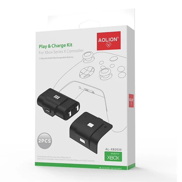 AOLION ALXB2020 2 pezzi da 1100mAh batterie ricaricabili per Xbox Series S / X 4 coperture batteria + cavo - Bianco
