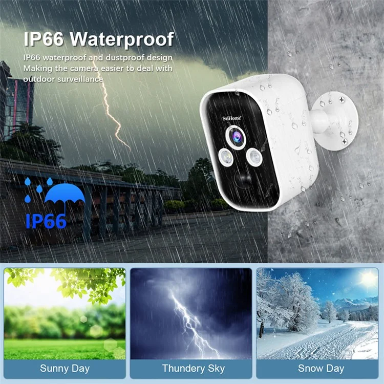 SRIHOME SH033B 1080P HD Low Power Battery Camera Dual Light Full Color Surveillance Camera with Solar Panel