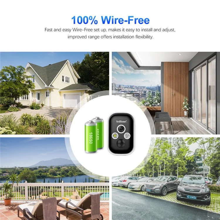 SRIHOME SH033B 1080P HD Low Power Battery Camera Dual Light Full Color Surveillance Camera with Solar Panel