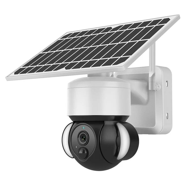 S518 Solar Battery Powered Floodlight PTZ Camera Outdoor Low Power 3MP WiFi Camera, Black Light Full-Color
