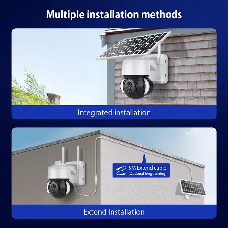 S518 Solar Battery Powered Floodlight PTZ Camera Outdoor Low Power 3MP WiFi Camera, Black Light Full-Color
