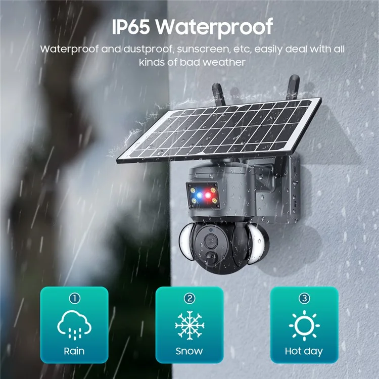 S528 Solar Battery Powered Floodlight PTZ Camera 3MP WiFi HD IR Night Vision Camera