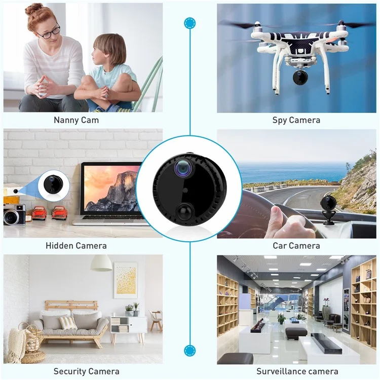Cámara de red inalámbrica WiFi R10 para el hogar, monitor de vigilancia 4K HD con visión nocturna, cámara remota por teléfono móvil - Negro