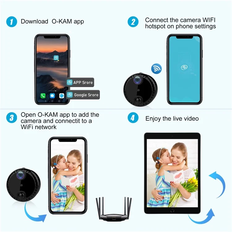 Cámara de red inalámbrica WiFi R10 para el hogar, monitor de vigilancia 4K HD con visión nocturna, cámara remota por teléfono móvil - Negro
