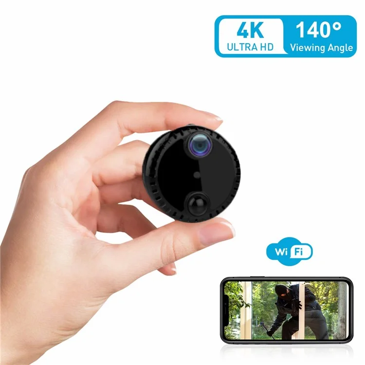 Cámara de red inalámbrica WiFi R10 para el hogar, monitor de vigilancia 4K HD con visión nocturna, cámara remota por teléfono móvil - Negro