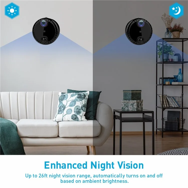 Cámara de red inalámbrica WiFi R10 para el hogar, monitor de vigilancia 4K HD con visión nocturna, cámara remota por teléfono móvil - Negro
