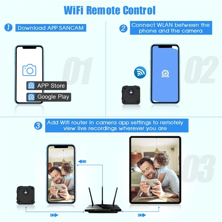 R89 Wireless WiFi Webcam Battery-Powered 4K HD Night Vision Camera Cell Phone Remote Monitor Camera for Home