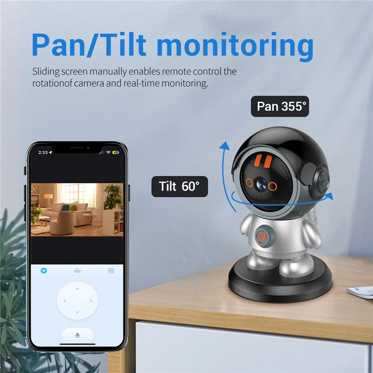 ESCAM PT302 3MP 1296P One Click Call Robotman H.265 WiFi IP Camera Home Security CCTV - EU Plug
