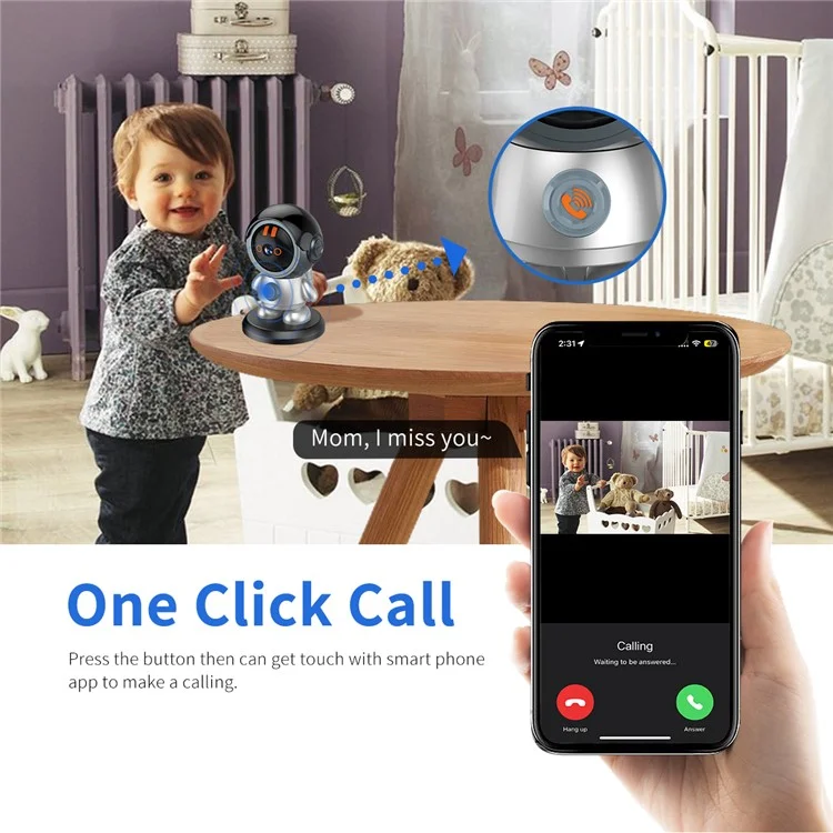 ESCAM PT302 3MP 1296P One Click Call Robotman H.265 WiFi IP Camera Home Security CCTV - EU Plug