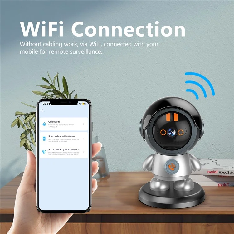 ESCAM PT302 3MP 1296P One Click Call Robotman H.265 WiFi IP Camera Home Security CCTV - EU Plug