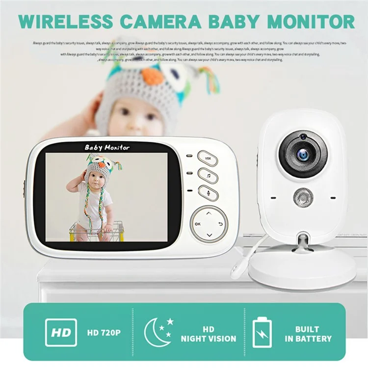 3.2 inch TFT LCD Screen Wireless Baby Care Monitor Camera Indoor Home Two Way Audio HD Camera - US Plug