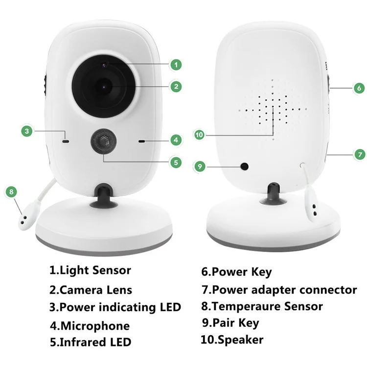 3.2 inch TFT LCD Screen Wireless Baby Care Monitor Camera Indoor Home Two Way Audio HD Camera - US Plug