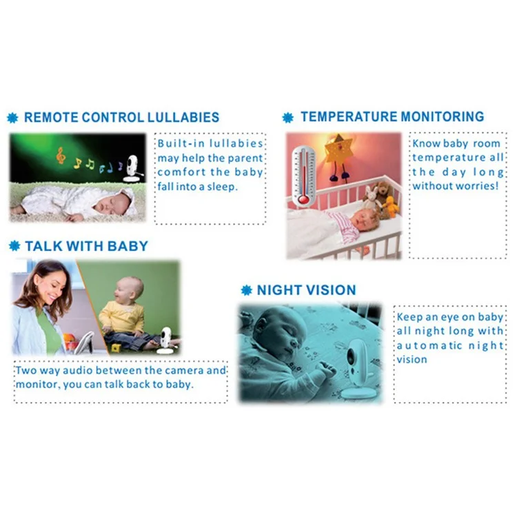 3.2 inch TFT LCD Screen Wireless Baby Care Monitor Camera Indoor Home Two Way Audio HD Camera - UK Plug