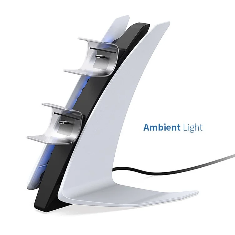 DOBE TP5-0557 Pour station de charge de la manette PS5 Dual Gamepad Charging Stand avec lumière ambiante bleue