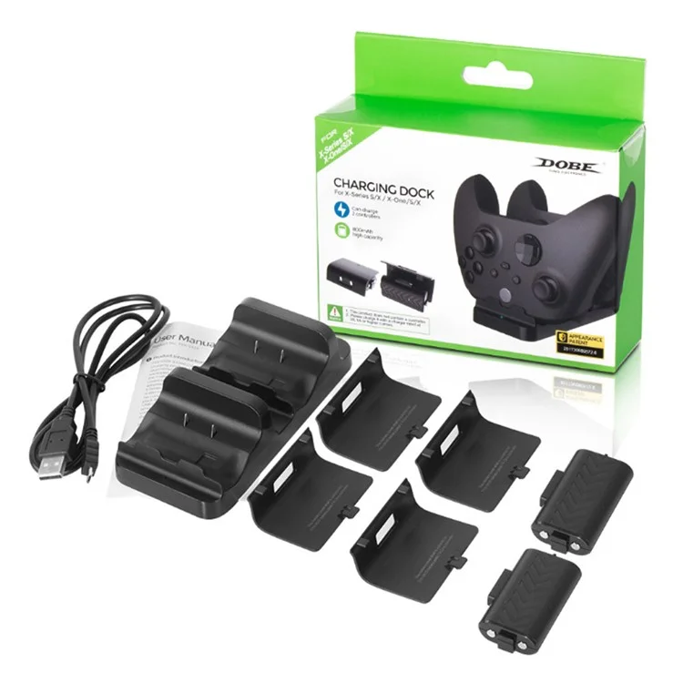 DOBE TYX-532X Para Xbox Series S / X Controlador Dock de Carregamento Dual Gamepad Carregador Stand com Dual Battery Pack - Preto