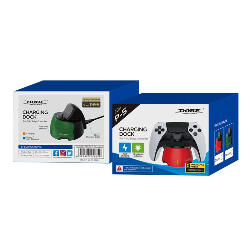 DOBE TP5-3510 для PS5 / PS5 DualSense Edge Док-станция для зарядки игрового контроллера, подставка, зарядная база для геймпада - Красный