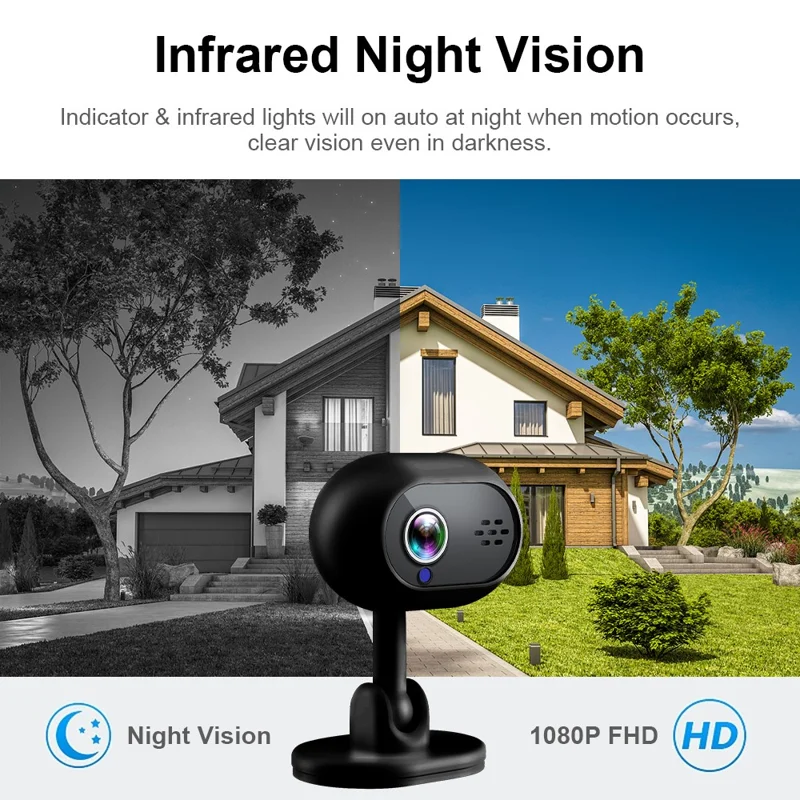 A4 HD WiFi Webcam HD Infrared Night Vision Camera Monitor Support Two-Way Voice - Black